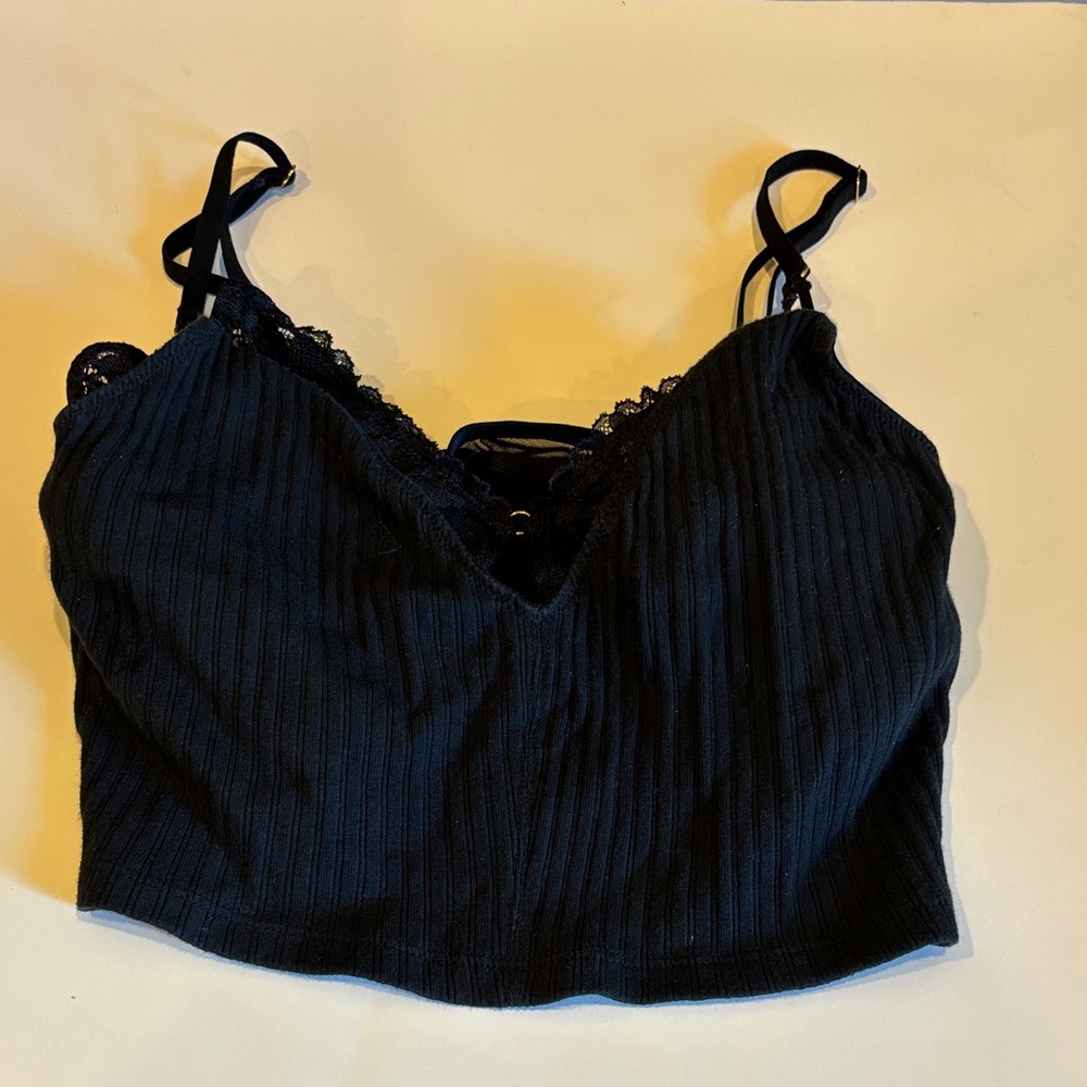 Aerie Black Lace Trim Camisole
